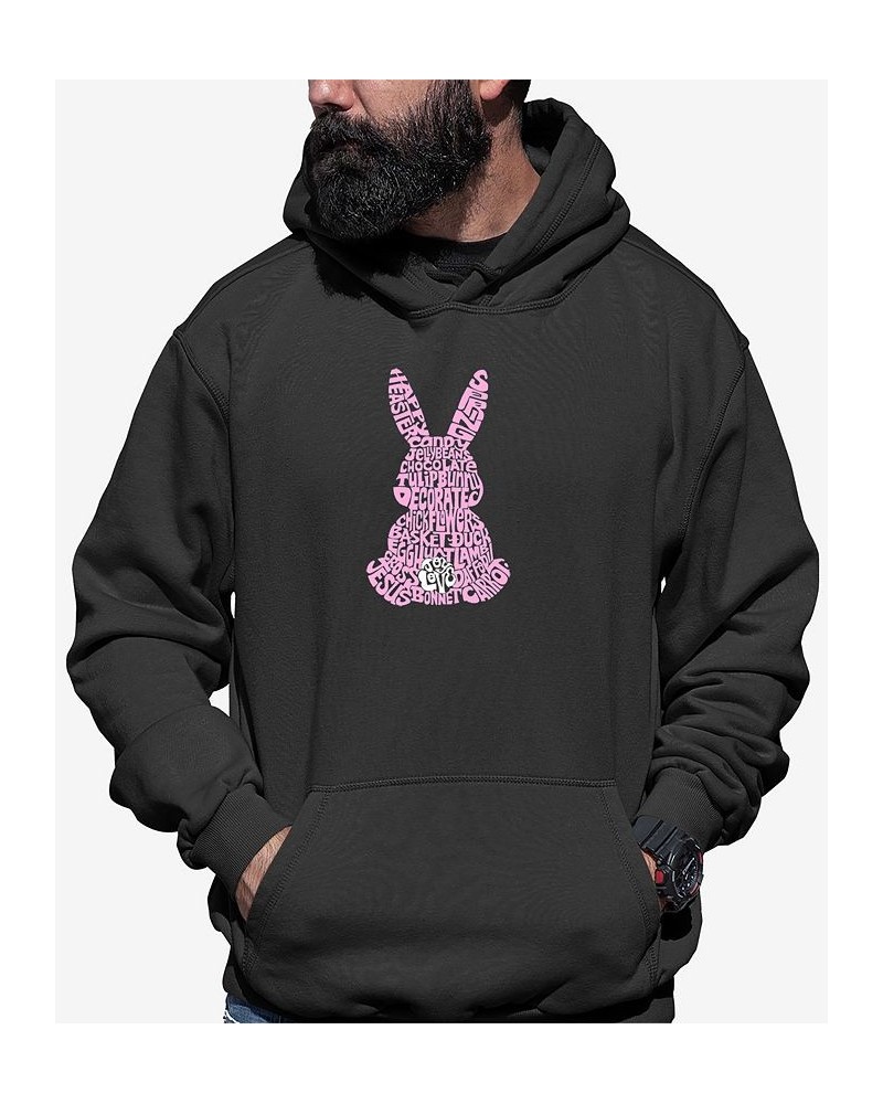 Men's Easter Bunny Word Art Long Sleeve Hooded Sweatshirt Gray $30.00 Sweatshirt