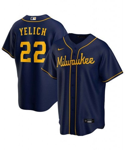 Men's Christian Yelich Navy Milwaukee Brewers Alternate Replica Player Jersey $58.48 Jersey