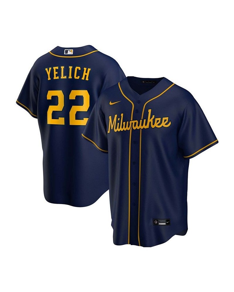 Men's Christian Yelich Navy Milwaukee Brewers Alternate Replica Player Jersey $58.48 Jersey