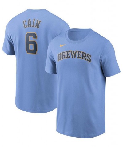 Men's Lorenzo Cain Light Blue Milwaukee Brewers Name Number T-shirt $26.99 T-Shirts