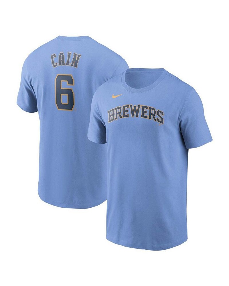 Men's Lorenzo Cain Light Blue Milwaukee Brewers Name Number T-shirt $26.99 T-Shirts