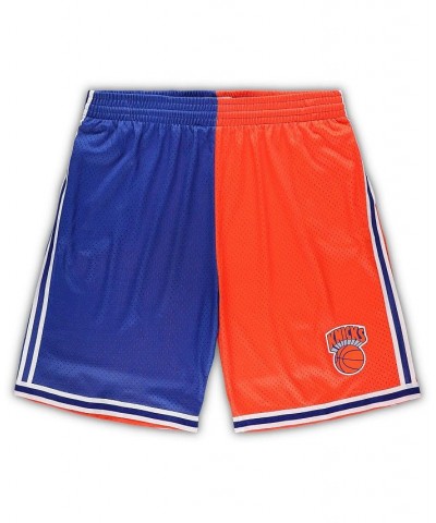 Men's Blue and Orange New York Knicks Big and Tall Hardwood Classics Split Swingman Shorts $48.39 Shorts