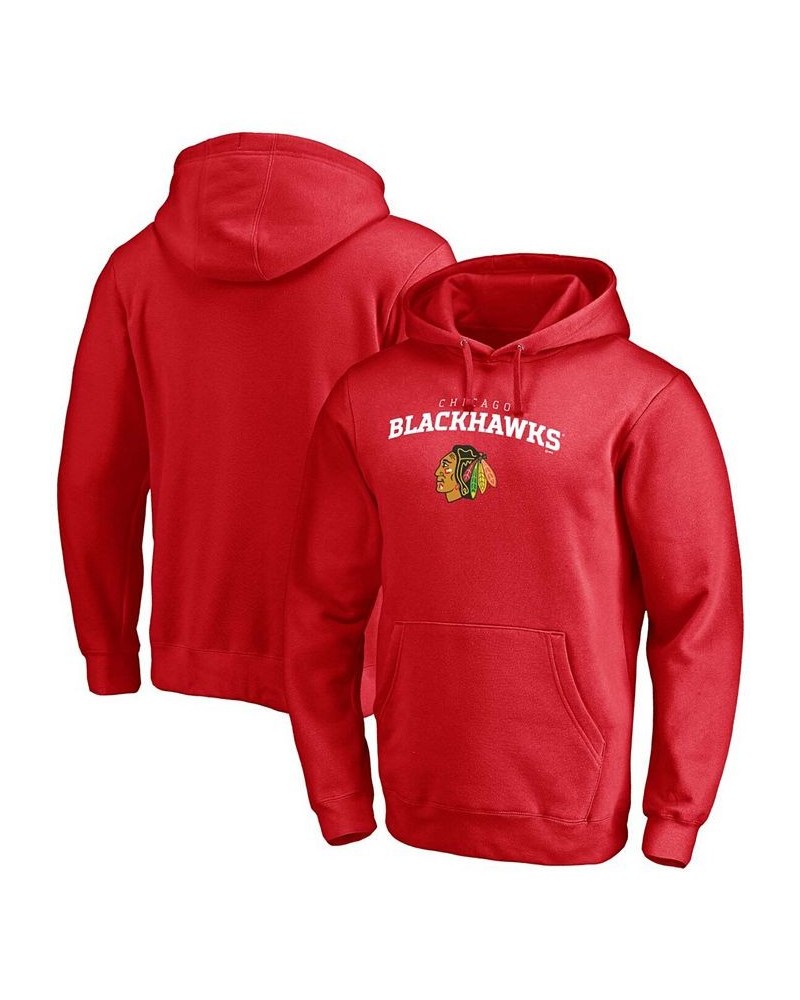 Men's Red Chicago Blackhawks Team Lockup Pullover Hoodie $28.42 Sweatshirt