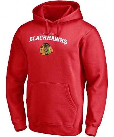 Men's Red Chicago Blackhawks Team Lockup Pullover Hoodie $28.42 Sweatshirt