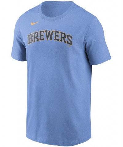 Men's Lorenzo Cain Light Blue Milwaukee Brewers Name Number T-shirt $26.99 T-Shirts