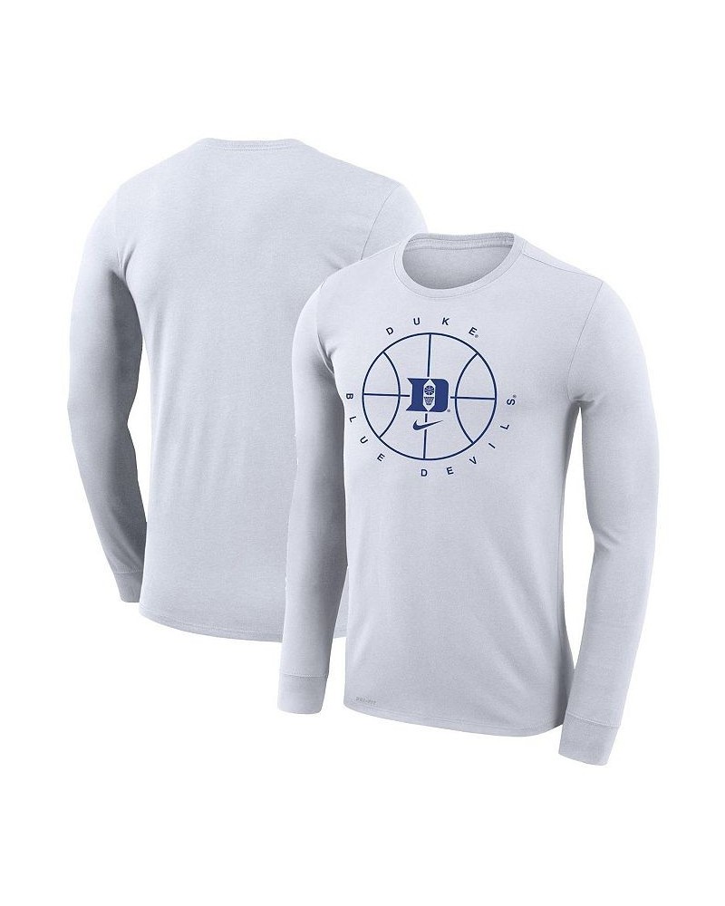 Men's White Duke Blue Devils Basketball Icon Legend Performance Long Sleeve T-shirt $21.92 T-Shirts