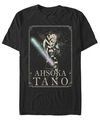 Men's Ahsoka Celestial Short Sleeve Crew T-shirt Black $16.45 T-Shirts