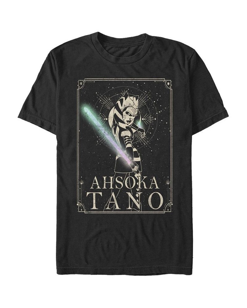 Men's Ahsoka Celestial Short Sleeve Crew T-shirt Black $16.45 T-Shirts